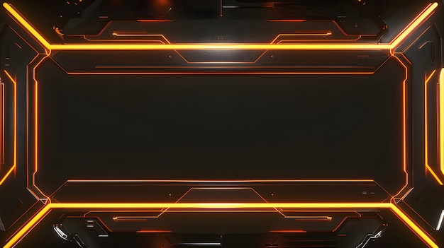 Streamlined black and orange live stream overlay video screen interface frame layout