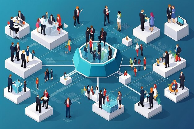 Streamlined Corporate Structure 3D Isometric Infographic Template