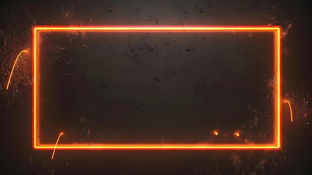 Photo streamlined neon orange overlay video screen frame border layout against black background