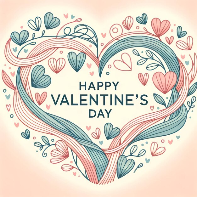 Streamlined Valentine's Day Design with Sketched Hearts in Pastel Colors