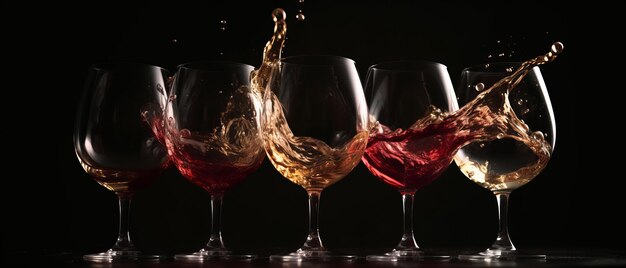 Streams of red and white wine Generative AI