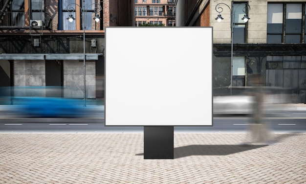 Street advertising square billboard mockup