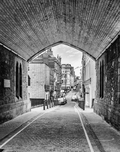 Street amidst old buildings in city