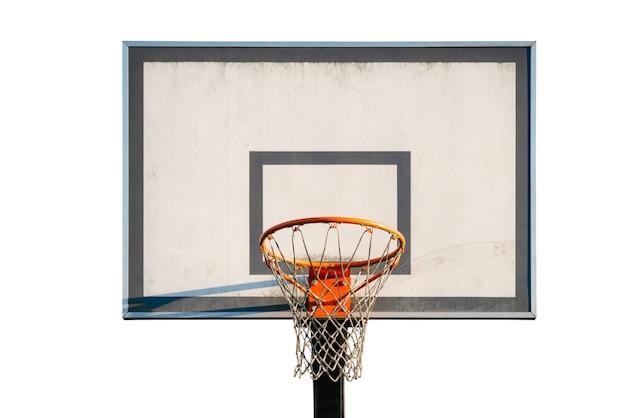 Street basketball hoop isolated on white background.