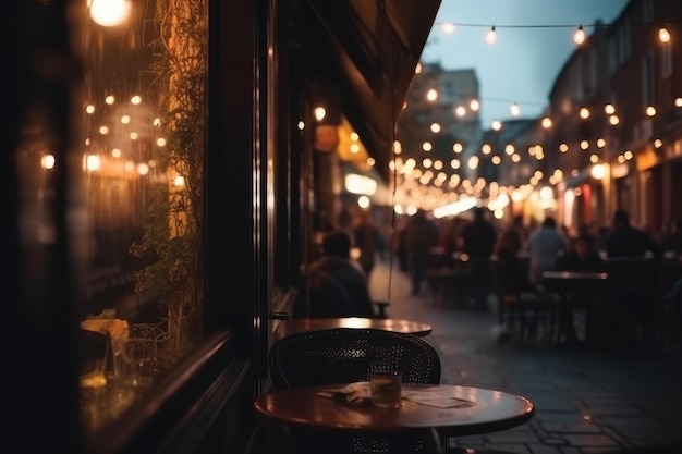 Фото Уличное кафе ночью уютные огни городские обеды