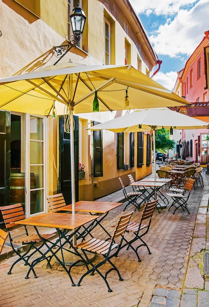 Street cafe at the old town of Vilnius, Lithuania.