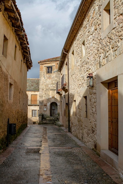 Street and Castle of Pedraza in Segovia Spain