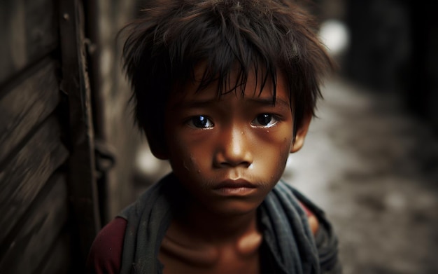 Photo street children children lacking educational opportunities social problem concept