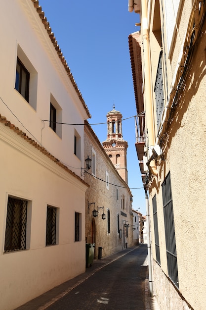 Street and church of Sant Martin, OcaÃ±a, Toledo province, Castile-La Mancha, Spain