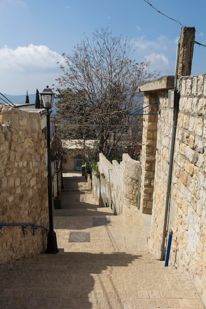 Street in the city of Safed, stone-coated