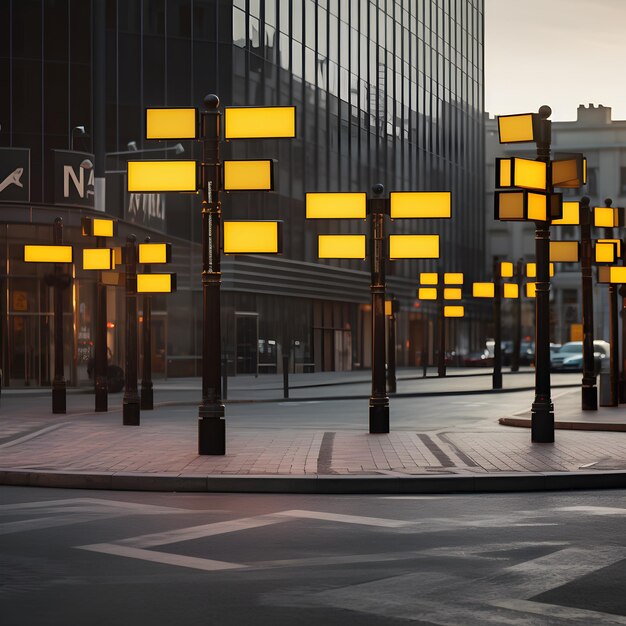 Street corners marked with informative signs