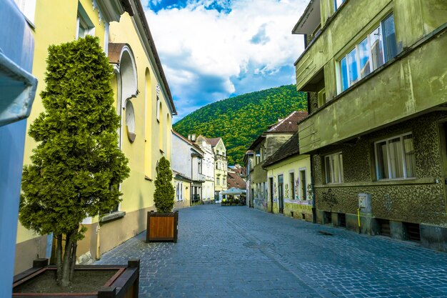 Street next to Council Square in old part of Brasov city, Transylvania