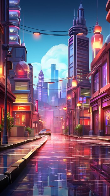 Photo a street in the cyberpunk city