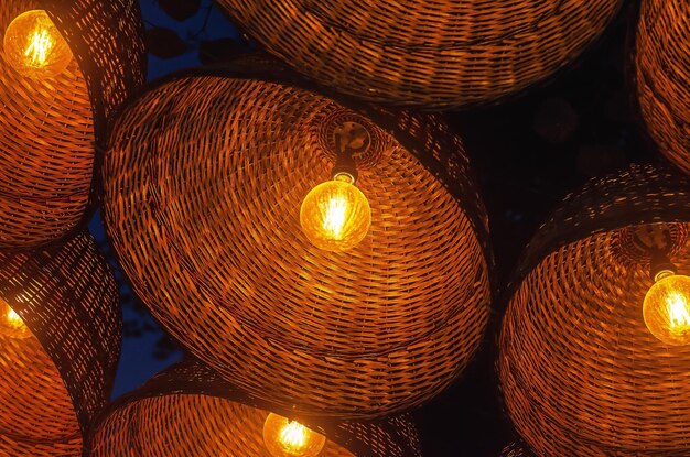 Street decorative lamps made of woven vines