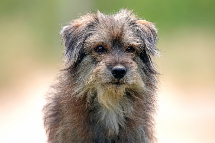 Foto street dog rommelig haar