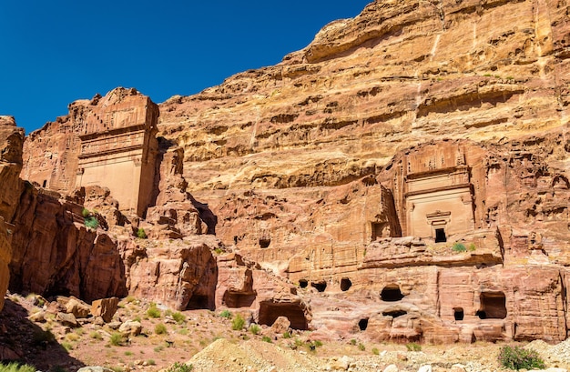 Street of Facades at the ancient city of Petra. UNESCO Heritage Site in Jordan