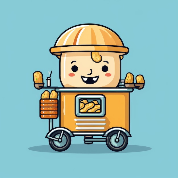 Street food bike cart mascot for a company logo generative ai