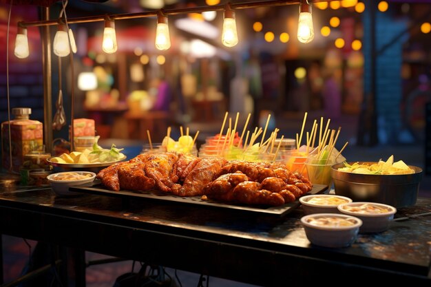 Premium AI Image | Street food in international markets