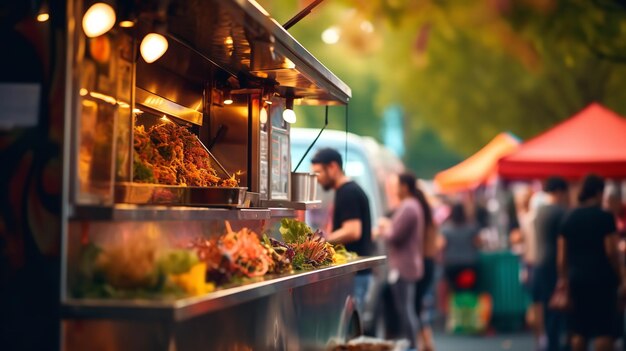 Street food is sold from a food truck in Bangkok Thailand concept of street food Generative AI