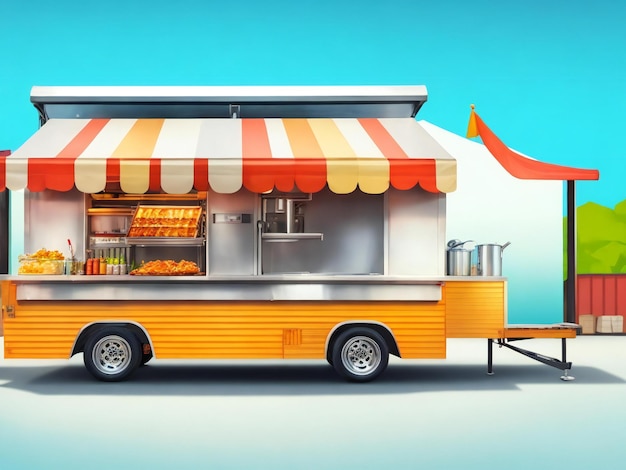 Street food trailer illustration ai generated