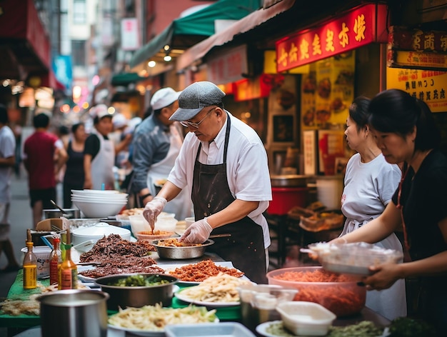 Premium AI Image | street food vendors street generated ai