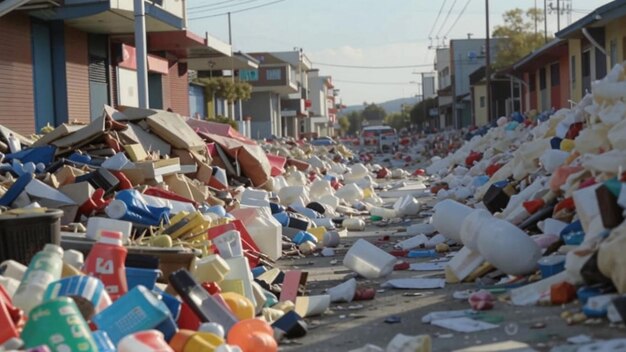 a street full of trash