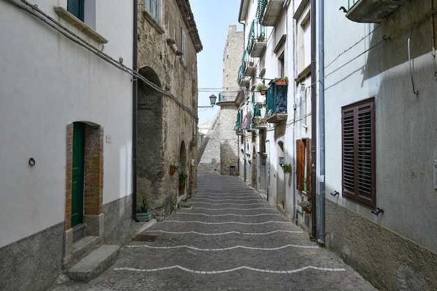 A street in Gambatesa a medieval village in Molise Italy