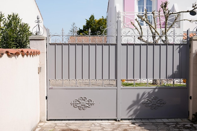 Street gate suburb home grey steel classic house metal portal