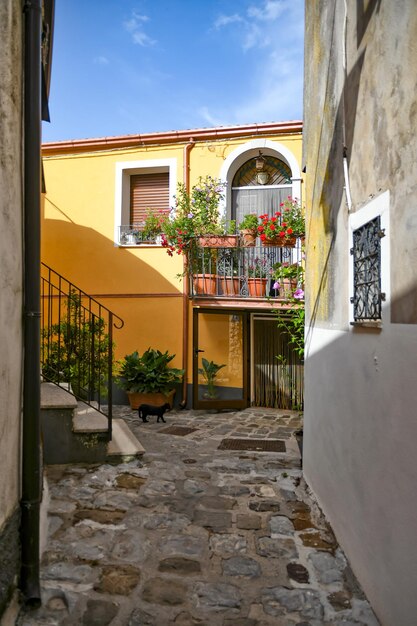 A street in the historic center of Latronico a old town in the Basilicata region Italy