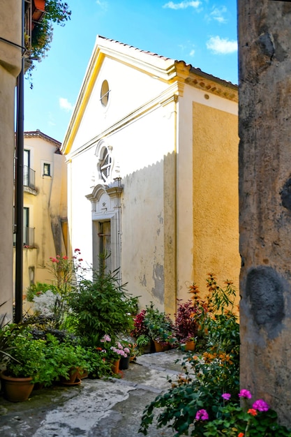 A street in the historic center of Rivello a medieval town in the Basilicata region Italy