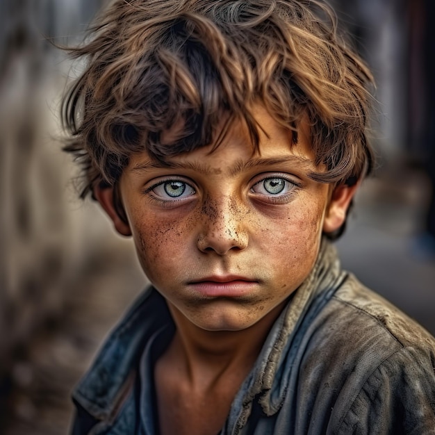 Street kids portrait made with generative Ai technology