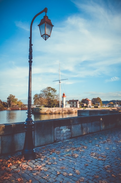 Street lamp in Honfleur path, France