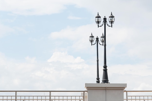 Street lamp retro on blue sky background