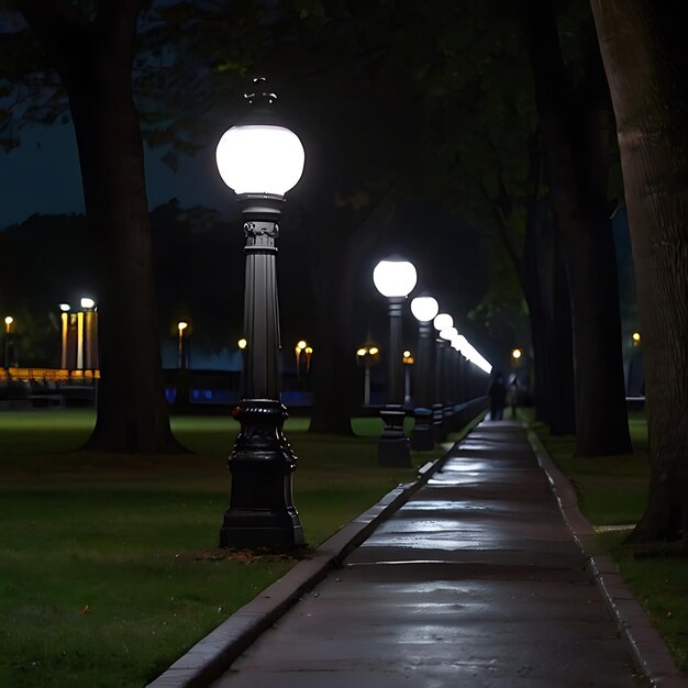 Уличный фонарь стоит в одиночестве.
