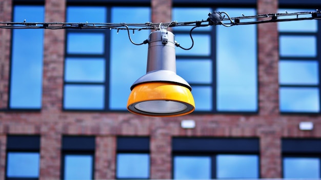 a street lamp with a building in the background