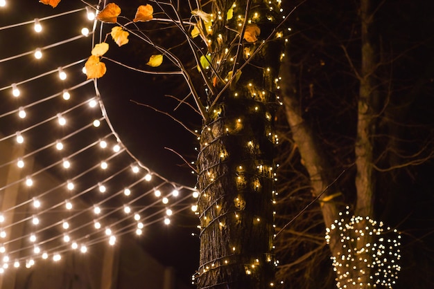 Street lights decorations before new year and christmas