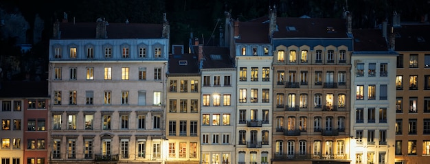 Street of Lyon by night, France.