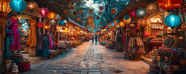 A Street Market Filled With Vendors Selling Wallpaper