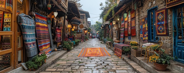 A Street Market Filled With Vendors Selling Wallpaper