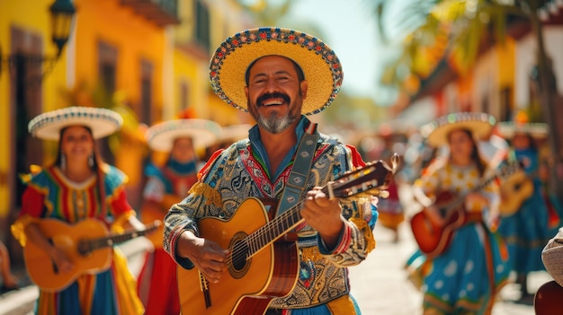 уличные музыканты на праздновании Cinco de Mayo