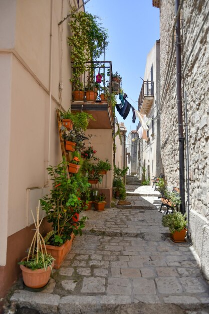 Photo a street between the old houses of pietragalla a village in the basilicata italy