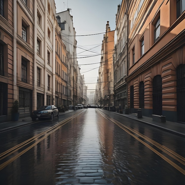 Street in the old town of St Petersburg Russia Long exposure generative ai