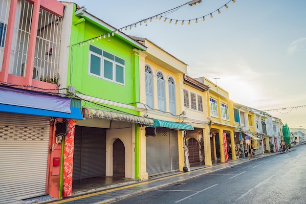 Street in the Portugese style Romani in Phuket Town Also called Chinatown or the old town