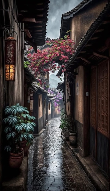 A street in the rain