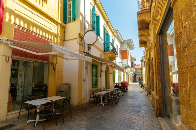 Street scene in an old town in Europe