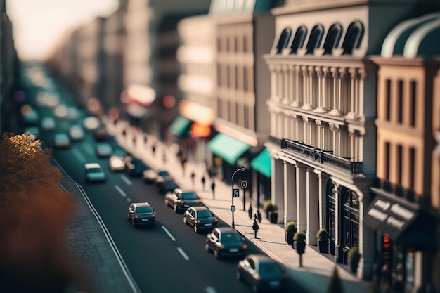 A street scene with a busy street and a building with a sign that says " the word " on it "