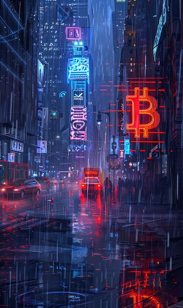 a street scene with a neon sign that says blvd