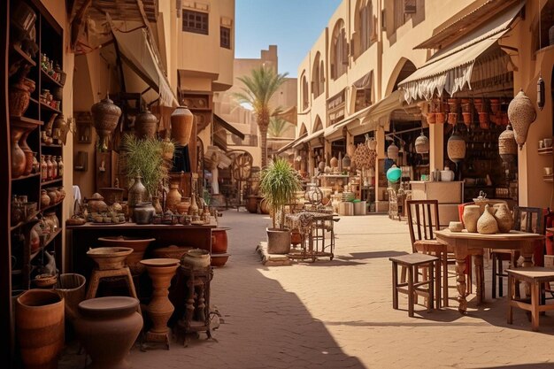 Photo a street scene with a palm tree and a building with a palm tree in the background