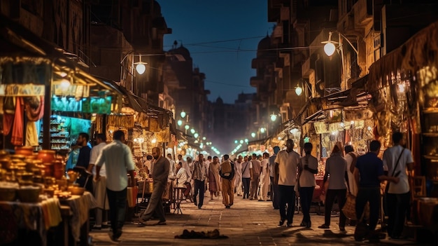 a street scene with people walking and a man walking in the street.