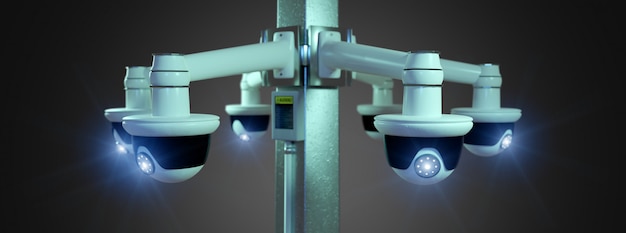 거리 보안 CCTV 카메라 절연 -3d 렌더링